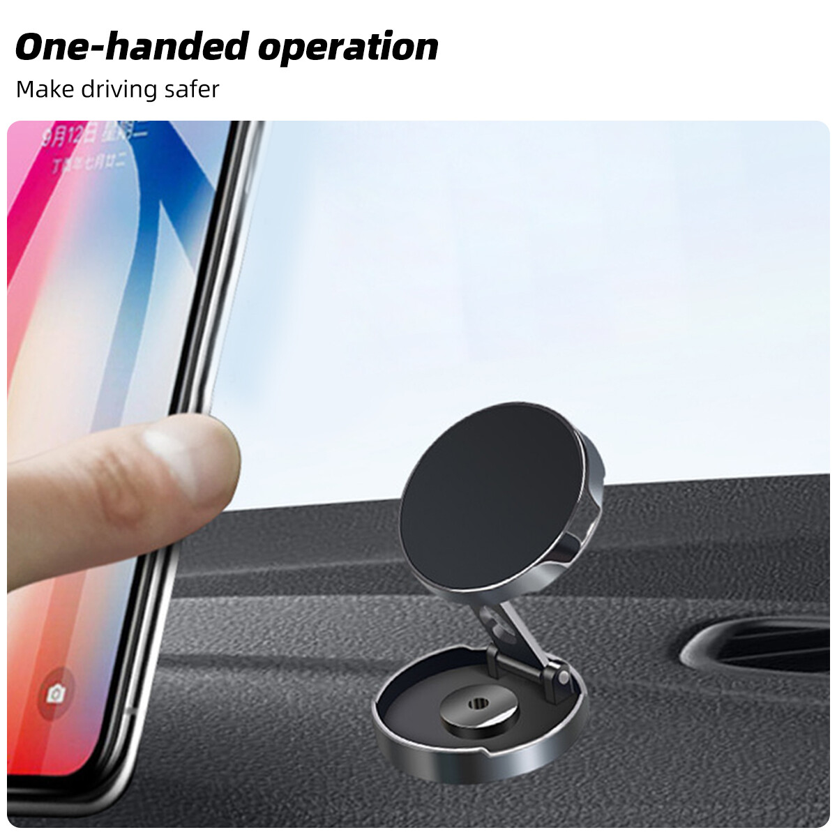 Fonken Vòng gấp bảng điều khiển xe hơi điều hướng GPS Khung giá đỡ cho điện thoại di động tự động xoay chủ đứng