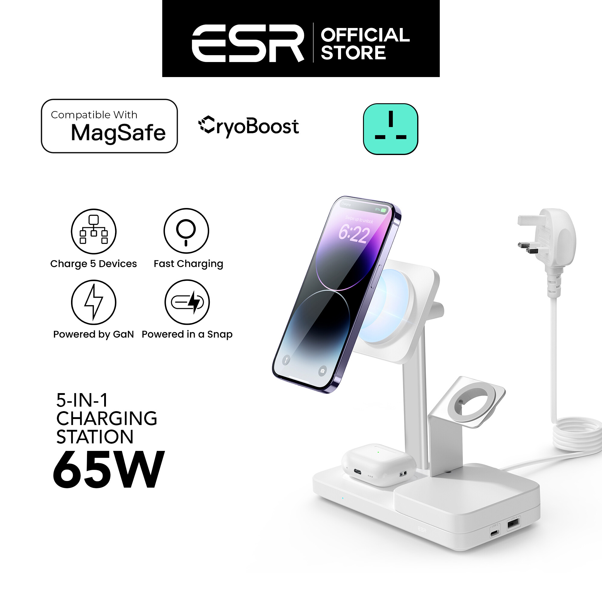 ESR 65W in Wireless Charging Station with MagSafe 6E004 Fast