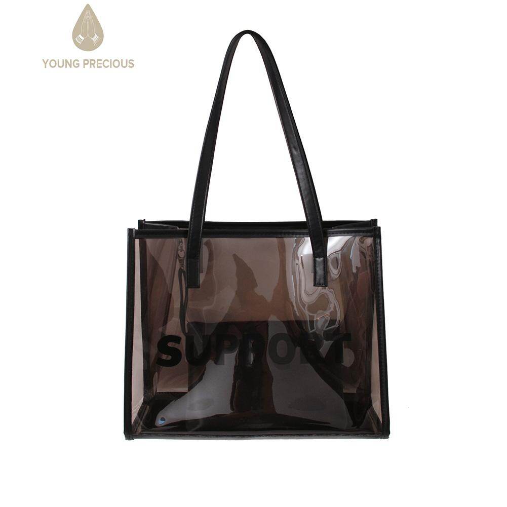 Fashion Women Jelly Transparent Handbag Large Tote Pouch Composite Bags