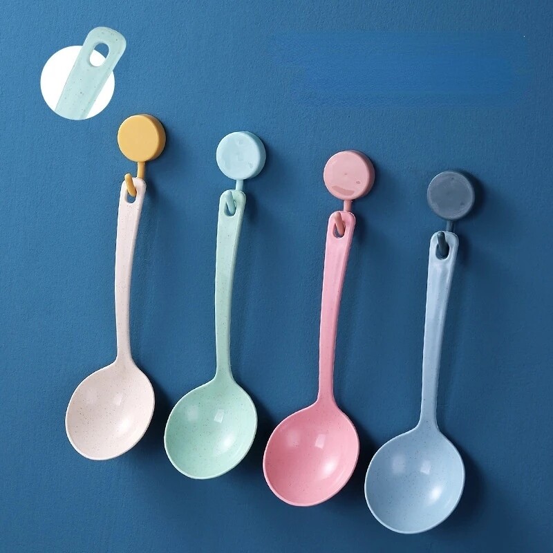 Candy Color Soup Spoon Wheat Stalk Spoon Kitchen Healthy Tableware Dining Table Spoon