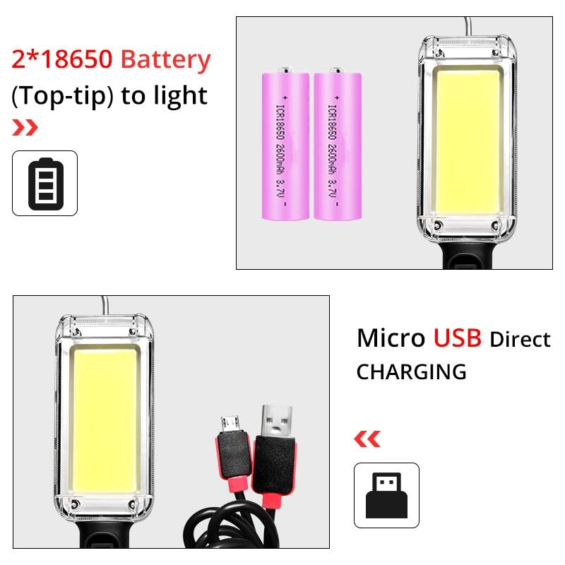Siêu Đèn pin sáng LED Đèn làm việc COB LED Đèn làm việc Móc Nam Châm Đèn Cắm Trại đèn pin USB Có Thể Sạc Lại Không Thấm Nước Đèn Khẩn Cấp Có Thể Sạc Lại Sửa Chữa Ánh Sáng cầm tay nhẹ Cho Xe Đèn Pin Đèn làm việc