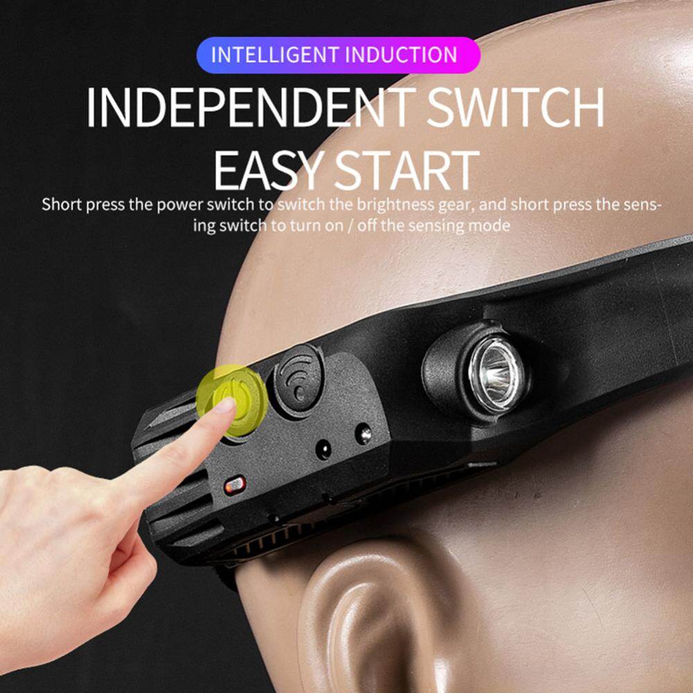 Type C Charging Head Flashlight 330LM Headlight Gesture Control Camping Searchlight LED Camping Lamp for Outdoor Camping