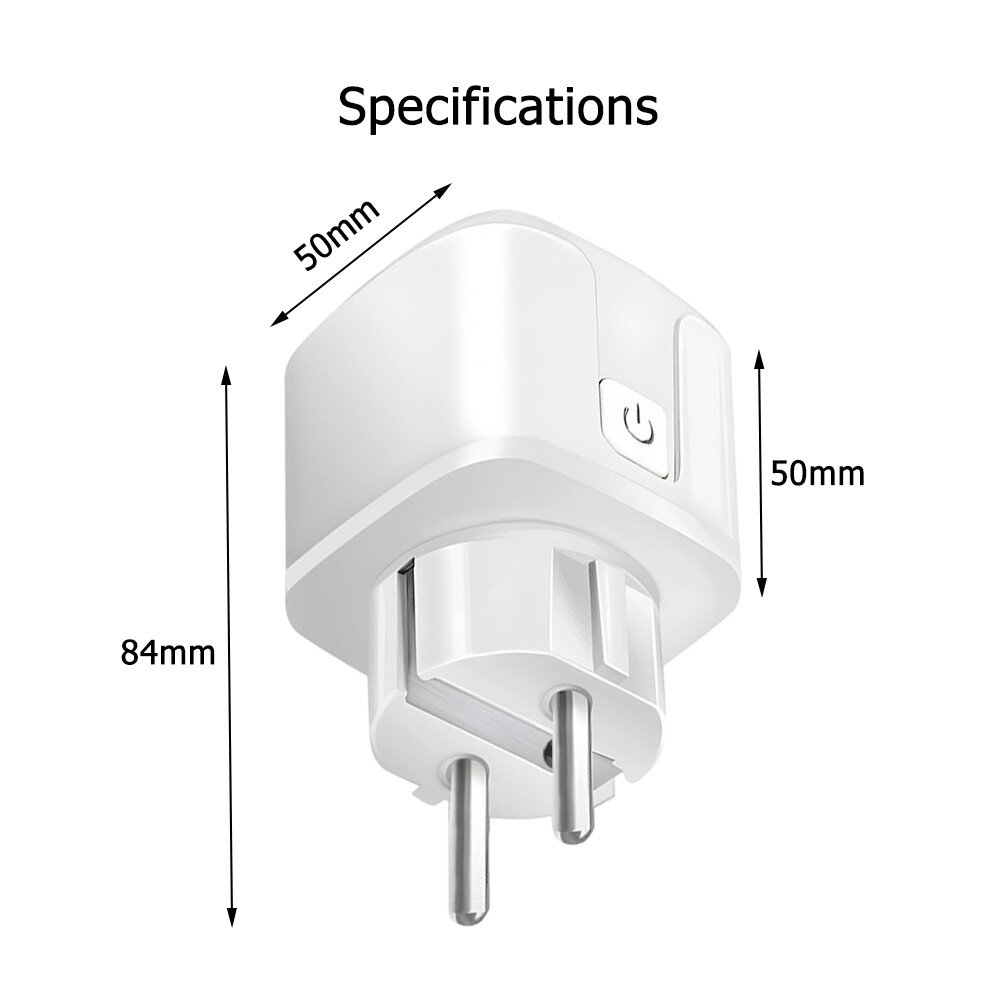 Bitterorangetgd Tuya WiFi Smart Plug 20A AC110-240V EU Smart Socket With Power Monitoring Countdown Function Voice Control Via Alexa Goo/gle Home