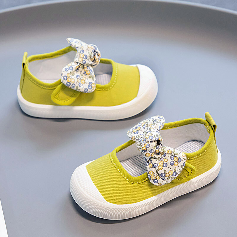 Canvas Shoes For Kids Girl Korean Casual Fashion Cute Bow Slipon Shoes