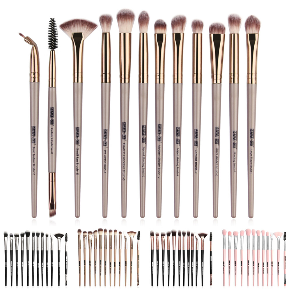 12PCS Makeup Brushes Set Eye Shadow Blending Eyeliner Eyelash Eyebrow Blush Make Up Brush Tools