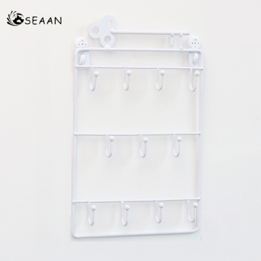 Modern Style Iron Wall Mounted 11 Hangers Hooks Key Holder Coat Hat Storage Rack Practical Cloth / Keys Hooks