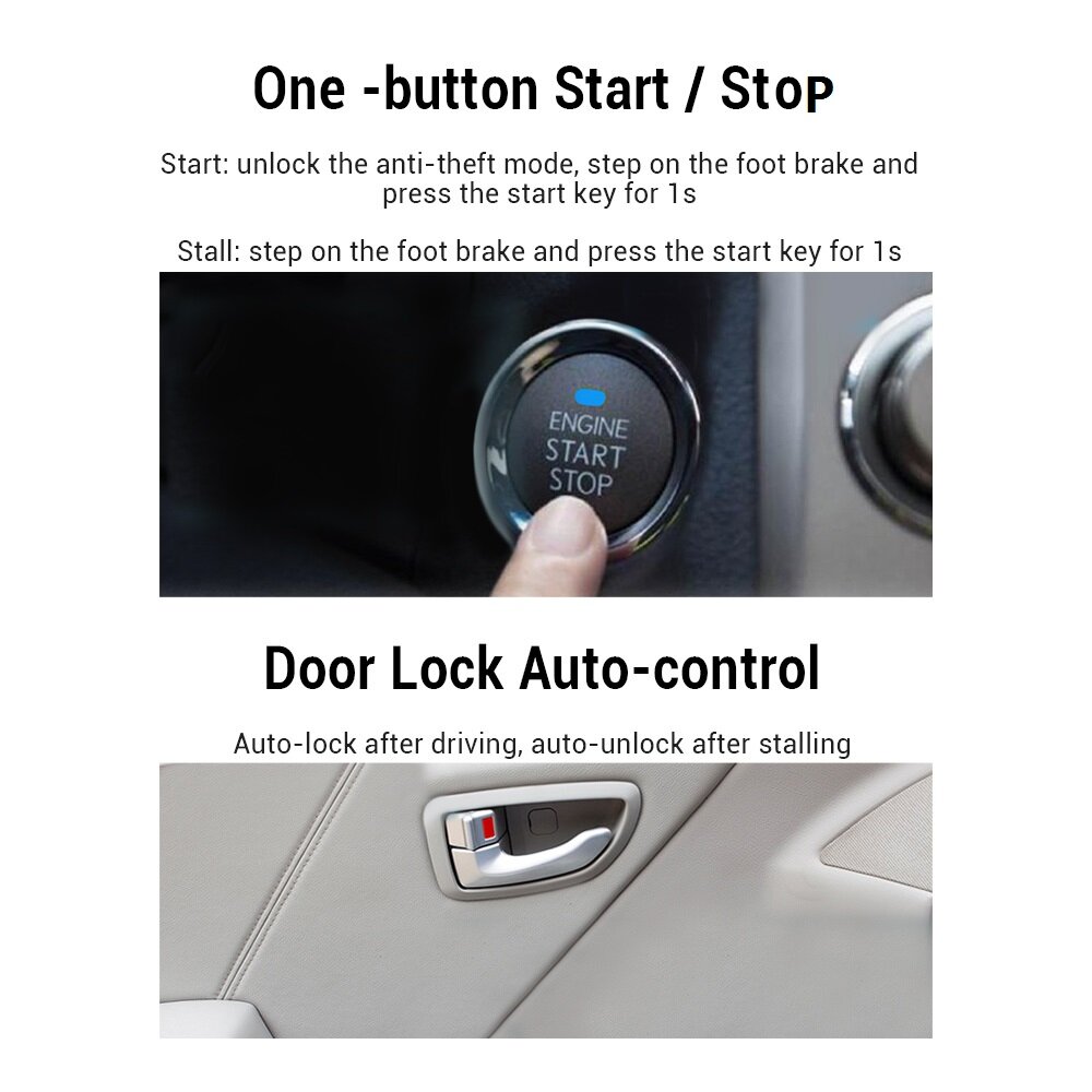 Manlubao C6 [với Mitsubishi remote】thụ động chìa khóa thông minh hệ thống nhấn nút khởi động Bộ điều khiển từ xa báo động xe hơi bắt đầu Hệ thống an ninh thân cây phát hành tương thích cho tất cả các xe 12V