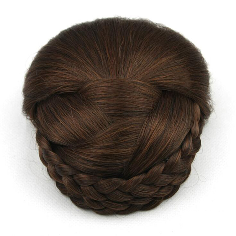 Braided Clip In Hair Bun Hair Chignon Hairpiece,Donut Roller Bun Hairpiece