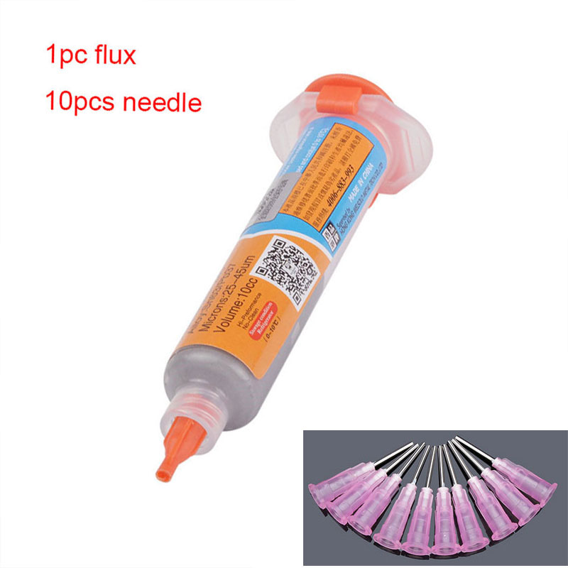 1pcs xg-z40 10cc s-yringe tin welder with 10 welding n-eedle,1 solder paste booster+1pcs glue dispensing special n-eedle used for welding tool repair and rework