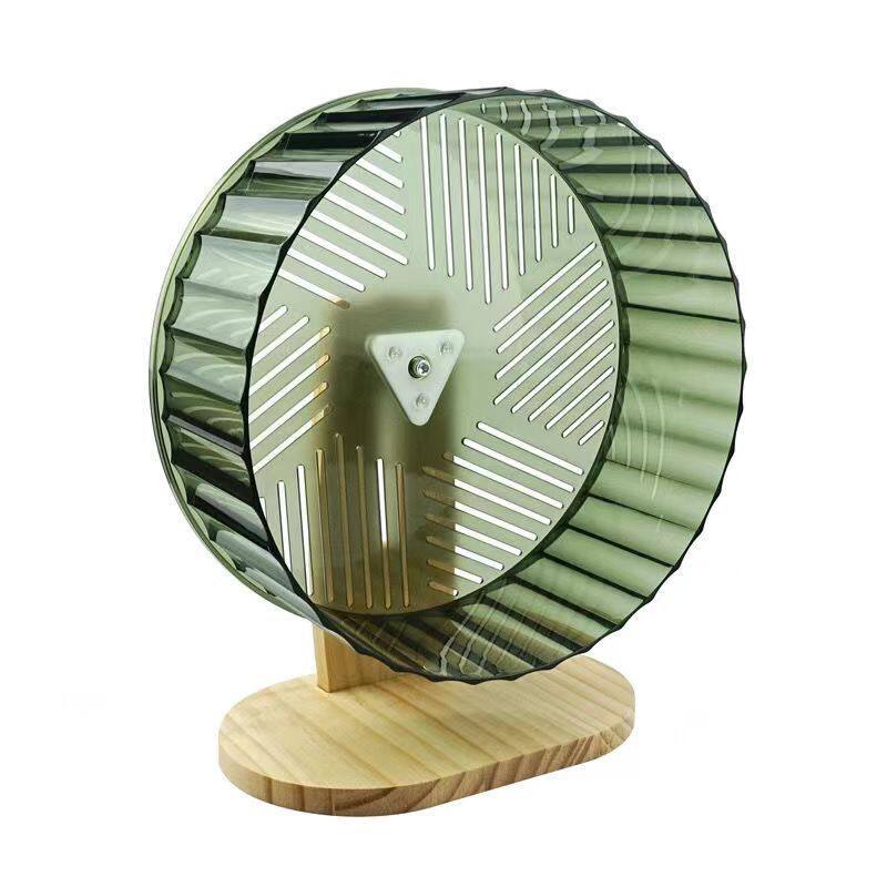 Silent Hamster Wheel Clear Large Hamster Exercise Wheel 9-inch Mouse Wheel Rat Wheels with Adjustable Stand for Hamster Gerbil Mice Guinea Pig Small Animals Green