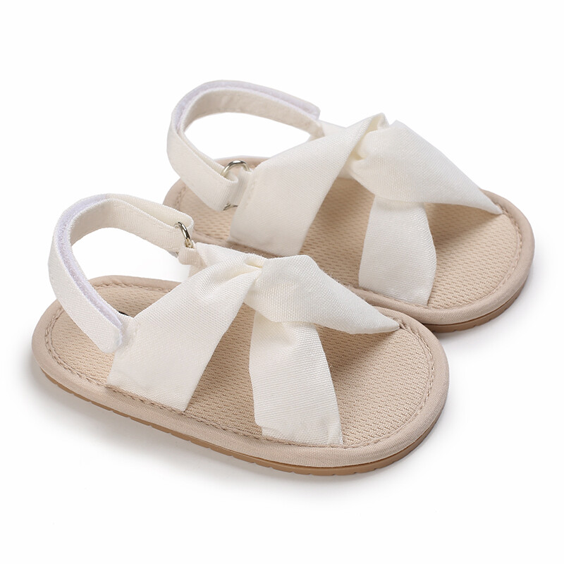 Summer Newborn 0-1 Year Old Female Baby White Theme Casual Flat Bottom Breathable Sandals Baby's First Walking Shoe
