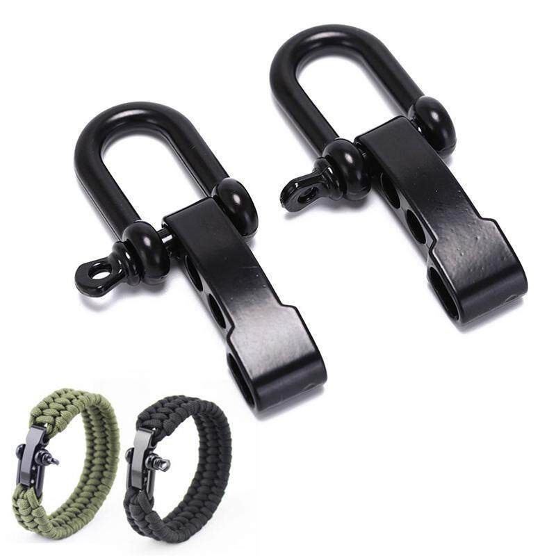 2pcs black zinc alloy buckle adjustable clip survival bracelet paracord