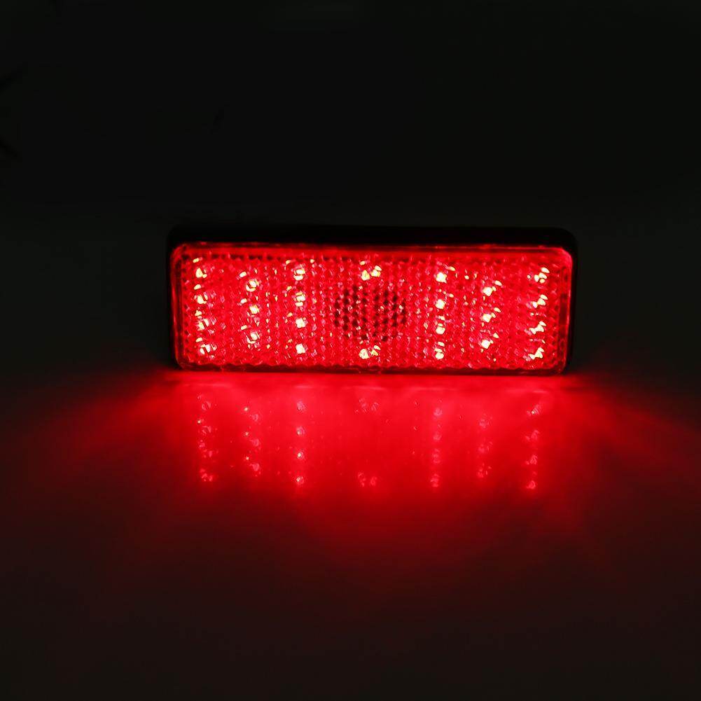 【Ready Stock】Universal Motorcycle Scooter Moped Rectangle LED Reflector Tail Brake Light Stop Lamp Red shell red light