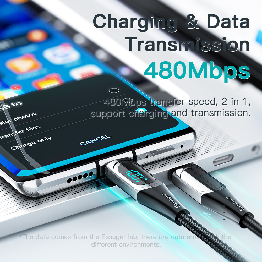 Essager Cáp USB Type C sang USB C Essager 100W/5A PD Sạc Nhanh