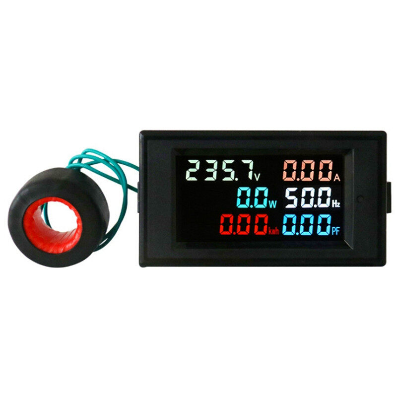 D69-2058 6in1 vôn kế hiện tại Ampe kế Hệ số công suất điện năng lượng máy đo tần số Bảng điều khiển kỹ thuật số wattmeter LCD Volt Amp