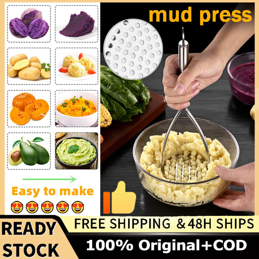 Stainless Steel Potato Masher With Broad Mashing Plate For Smooth Mashed Potatoes Fruit Vegetable Tools Kitchen Accessories
