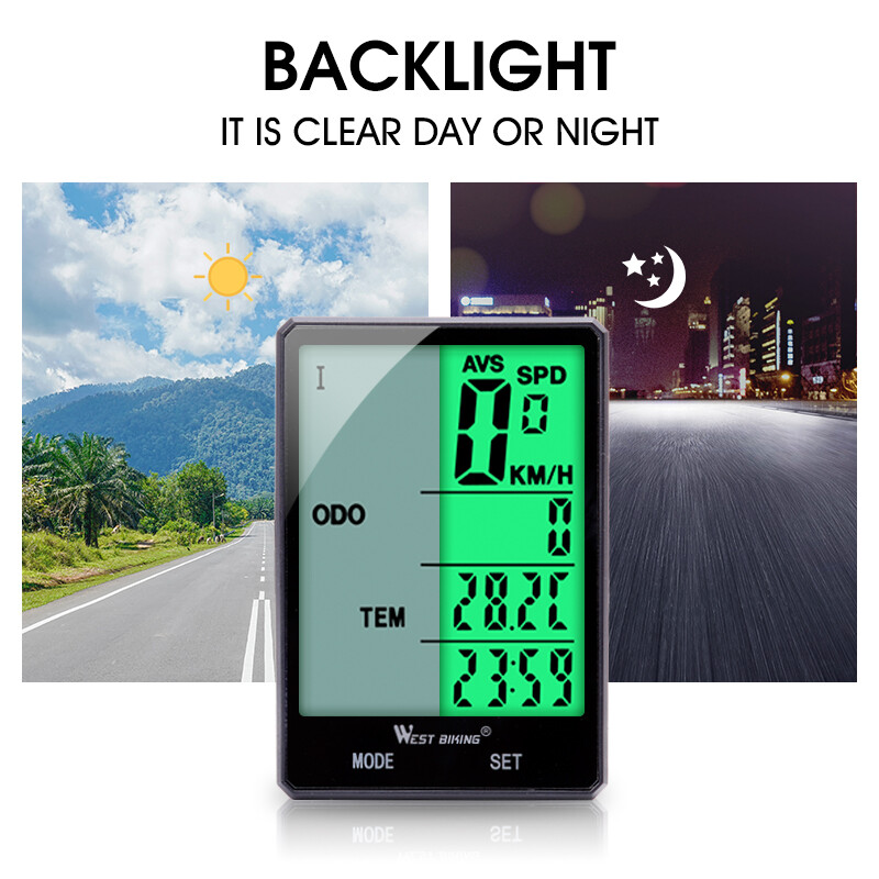 Đồng Hồ Bấm Giờ WEST BIKING 2.8 Cho Xe Đạp, Đồng Hồ Điện Tử Có Dây Màn Hình Lớn Chống Mưa Đo Vận Tốc