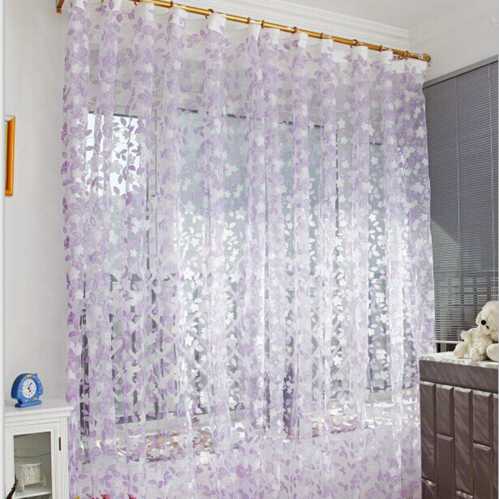 Chic Leaf Type Tulle Door Window Curtain Rural Leaf Design Curtain