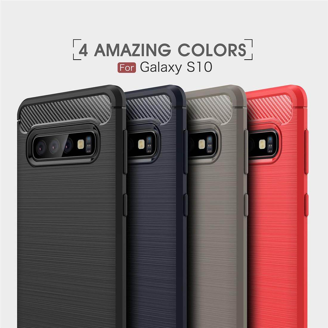 (Hua jia kang)Brushed Texture Carbon Fiber TPU Case for Galaxy S10