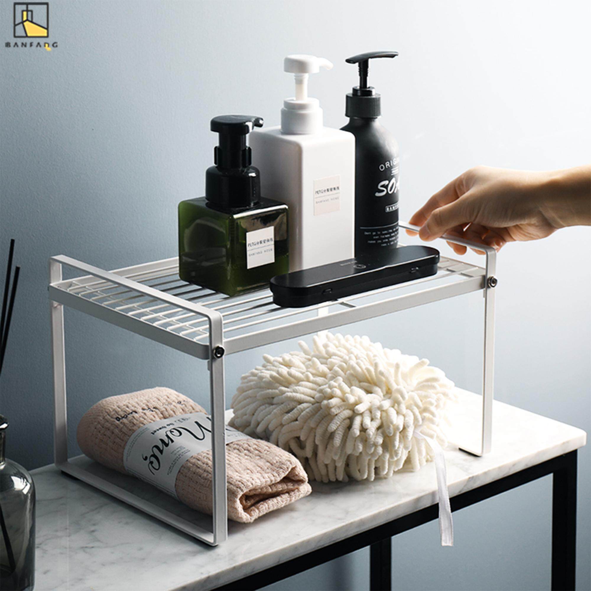 BANFANG Space Savers storage shelf iron art Storage & Organisation kitchen rack Bathroom Counter Storage Storage rack bathroom rack commodity shelf dish drying rack Kitchen Organiser Metal Rack Dishracks&Sink accessories double deck multifunctional rack