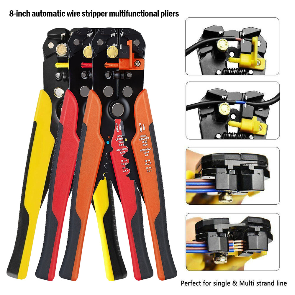 Automatic Wire Striper Cutter Stripper Crimper Pliers Crimping Terminal Hand Tool Cutting and Stripping Wire Multitool 5 In Combination With 1 Multi-function Wire Stripping Pliers Automatic Cutting And Pressing Pliers Multifuntional Electric Tools