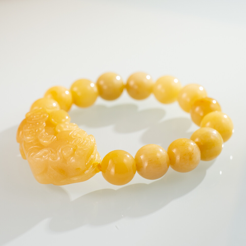 TIMESWIND with Certificate Yellow Natural Jade Pixiu Retro Simple Men Lucky Beaded Bracelet Y1B