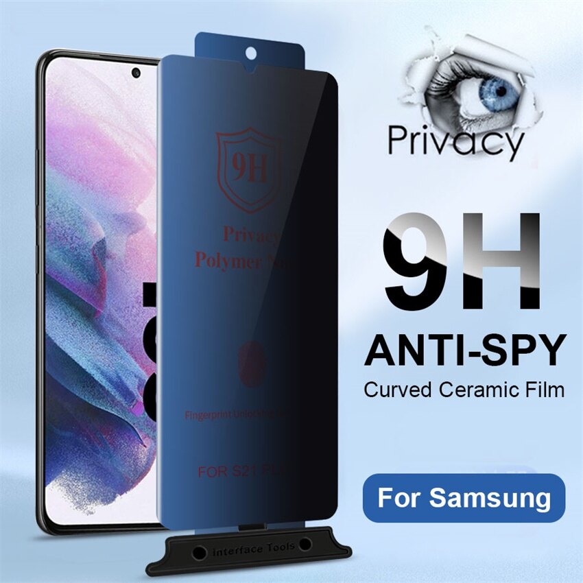 Full màn cong Siêu mỏng chống nhìn trộm hình cong Phim gốm cho Samsung Galaxy Note 20 10 9 8 S23 Plus S23 Ultra S22 S21 S20 S10 S9 S8 Plus Ultra Bảo vệ màn hình