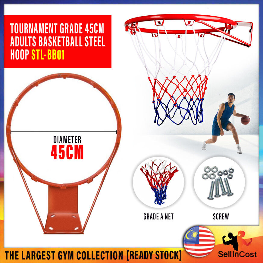 Sellincost Professional 45cm Basketball Hoop Tournament Internationally Recognized Adult Standard Size Basketball Rim Ring Hoop Basket Ball 45cm Bola Keranjang Bulatan Gelung Standard Steel Hoop Net Wall Mounted Indoor Hanging Stl Bb01