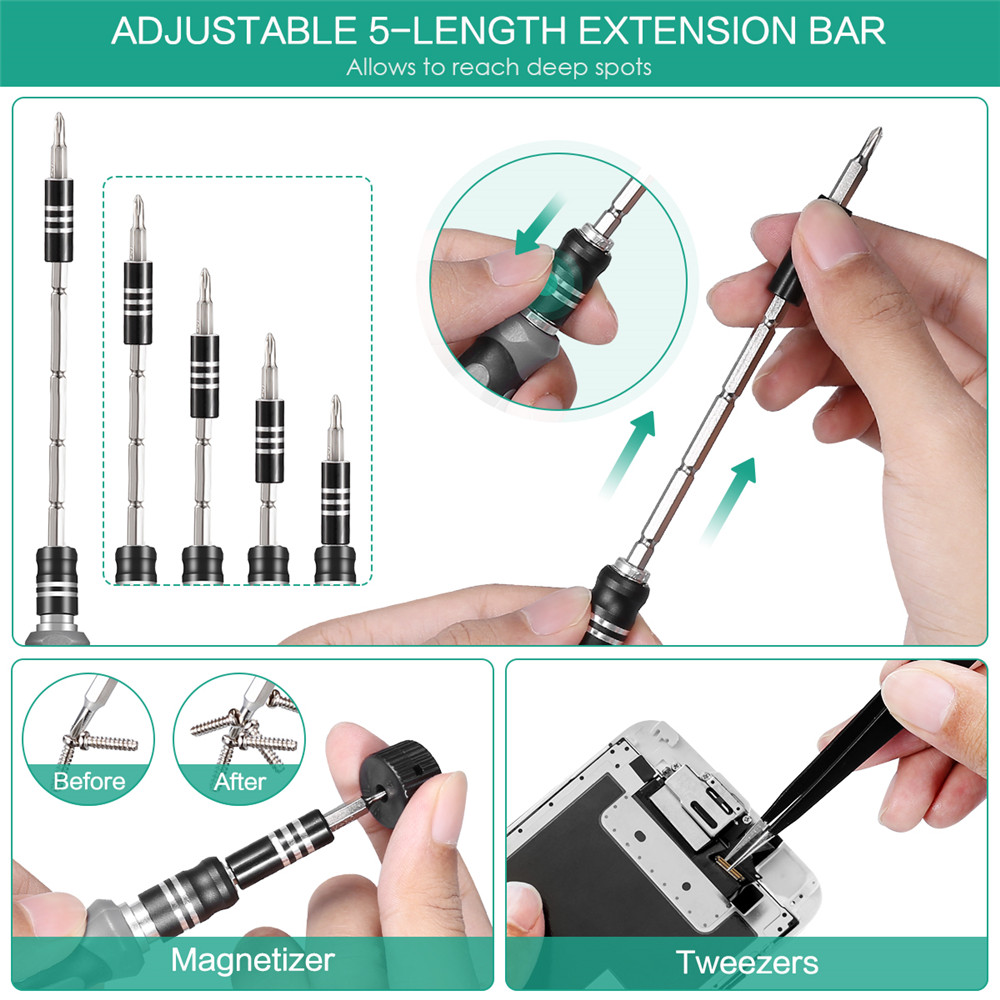 Bộ tua vít oria, dụng cụ từ tính 106 trong 1, bộ dụng cụ sửa chữa chuyên nghiệp cho điện thoại thông minh, bảng điều khiển trò chơi, đồ chơi máy tính