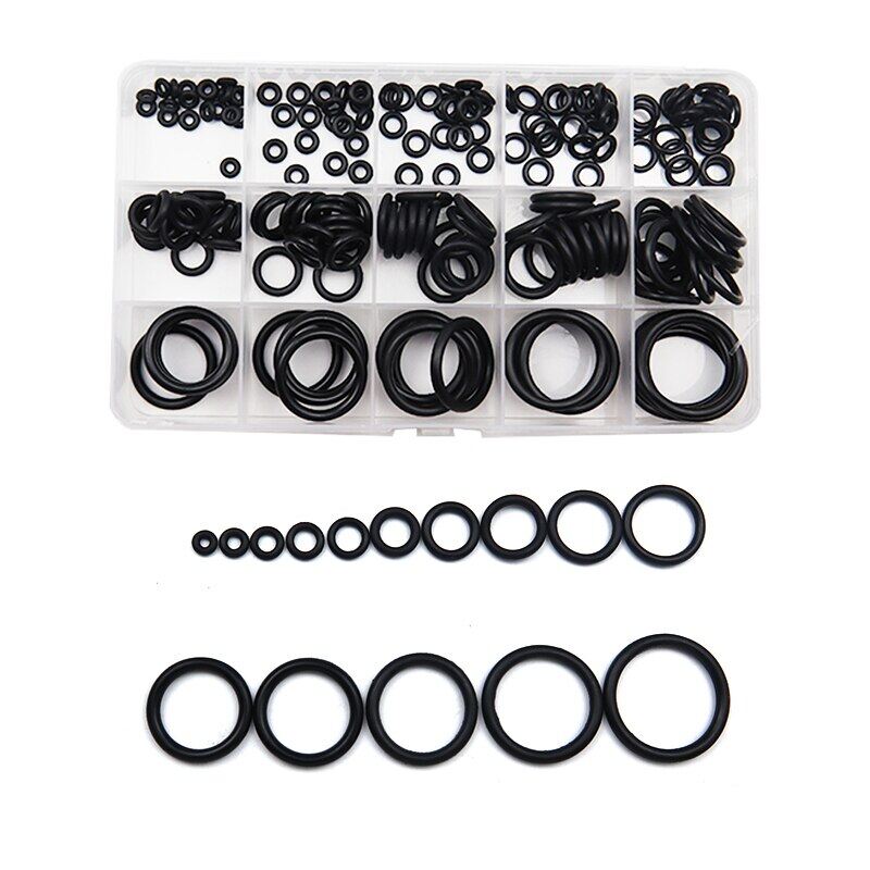 225 PCS O Rings Rubber Sealing O-rings Nitrile Washer Seals Damper Waterproof Repair Rubber Assortment Kit Set of Sealing Ring Box