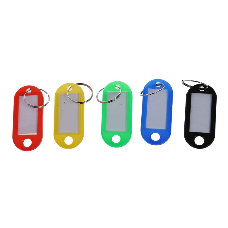 40 Pcs Split Ring Colorful Plastic ID Tags Name Card Label Key Holder