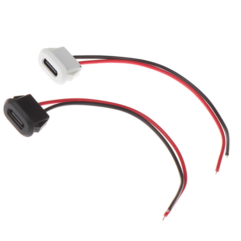 Ministar 2Pin USB-C TypeC Waterproof USB Connector Direct Compression Female Base Female Socket Charging Interface With Welding Wire Waterproof Socket