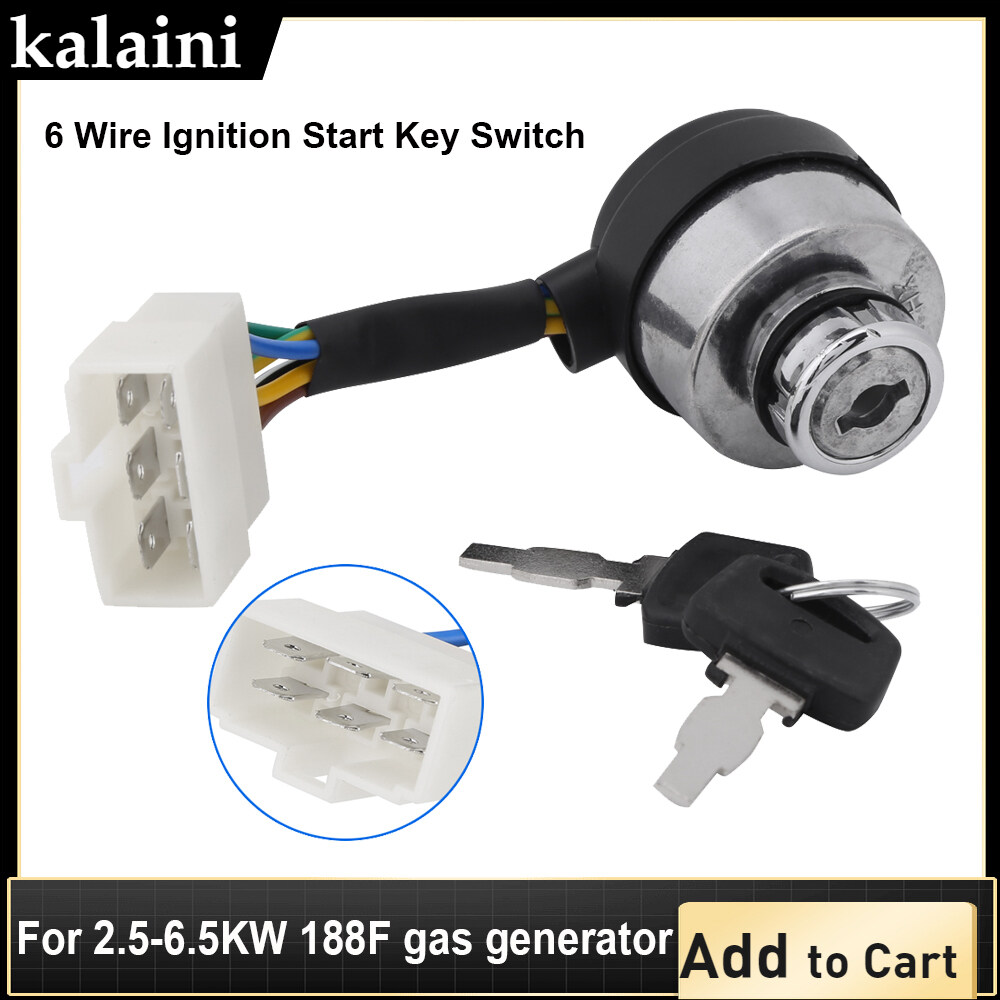 Yosoo Health Gear Ignition Key Switch 6 Wire Ignition Start Key Switch Starter for 2.5-6.5KW Gas Generator 
