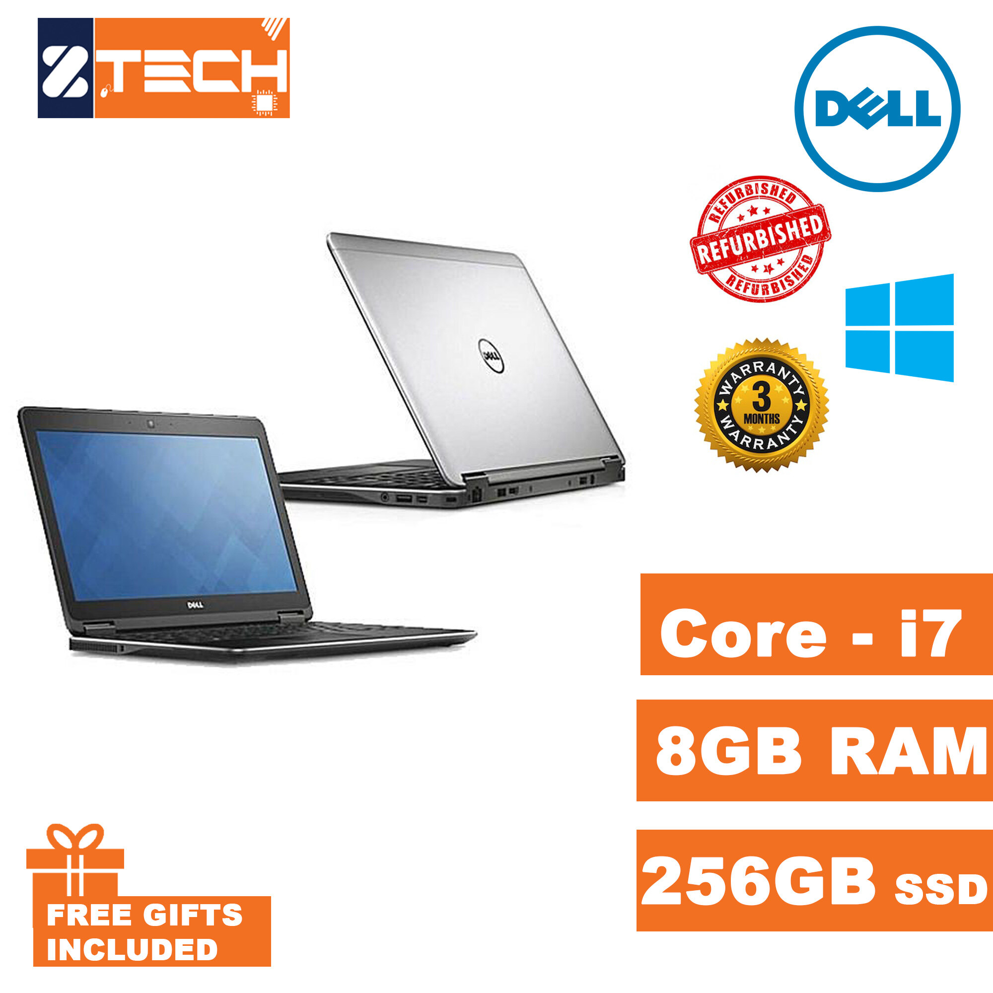 Dell E7240 Ultra Slim Laptop 100% Origional- Core-i7 - 8GBRam - 256GB SSD - Win 10 { Hot Sale} FREE SHIPPING Malaysia