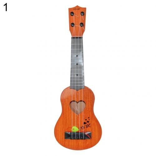 Kid Solid Color Wooden Ukulele Hawaiian Guitar Fretboard Stringed Instrument Toy