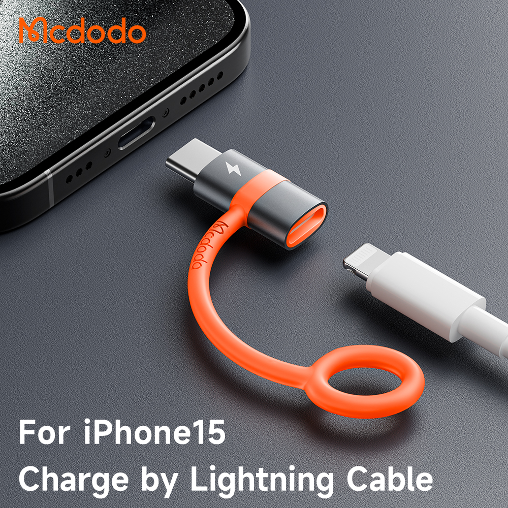 （Compatible with iPhone 15 16 series）Mcdodo Silicone Hook Lightning to USB-C Adapter PD Fast Charging Adapter For iPhone 15 iPad Pro MacBook Air Samsung, Huawei, Xiaomi 1+ Google Lightning to Type-C Data transfer adapter