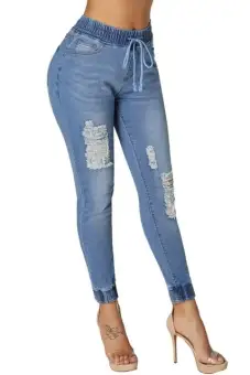 denim jogger pants womens