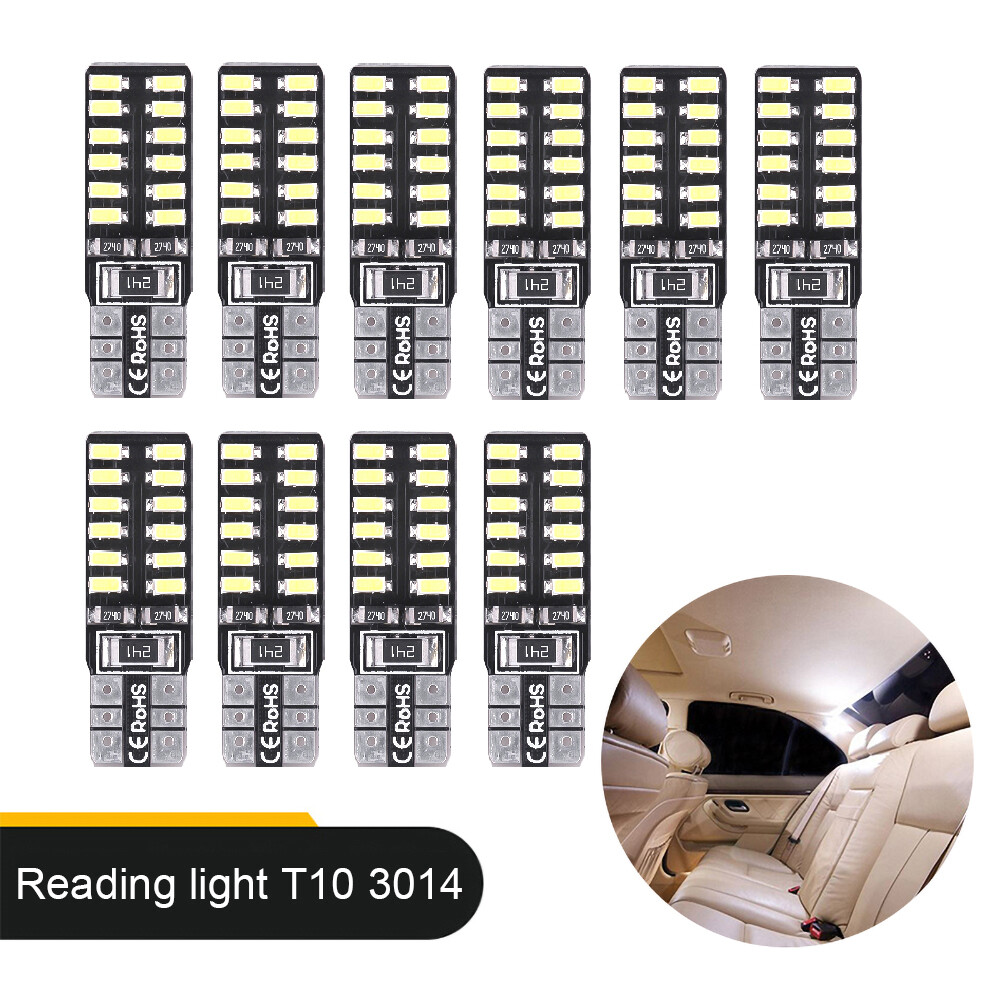 Aitemay 10PCS T10 W5W 194 501 Car COB Reading LED Light Interior Instrument Bulb for Car 12V White Light Lamps
