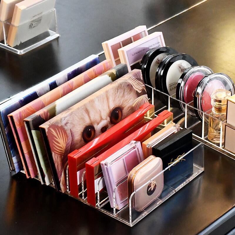 Compact Eyeshadow Palette Organizer Display Tray Acrylic 7 Grids Storage Box Cosmetics Rack Makeup Tools Holder Drawer Organizer