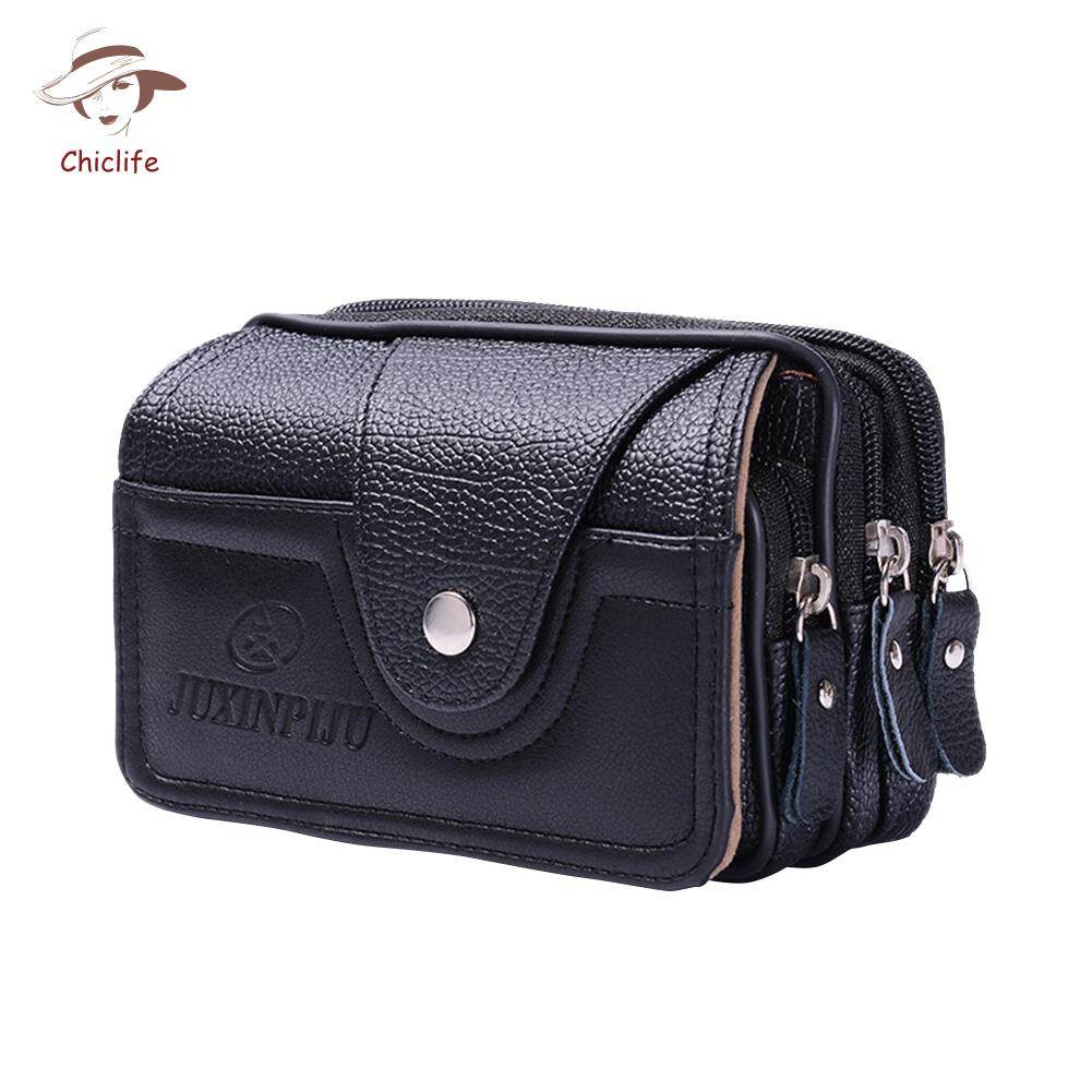 Men PU Waterproof Waist Bag Mobile Phone Belt Pouch Multi-function Wallet