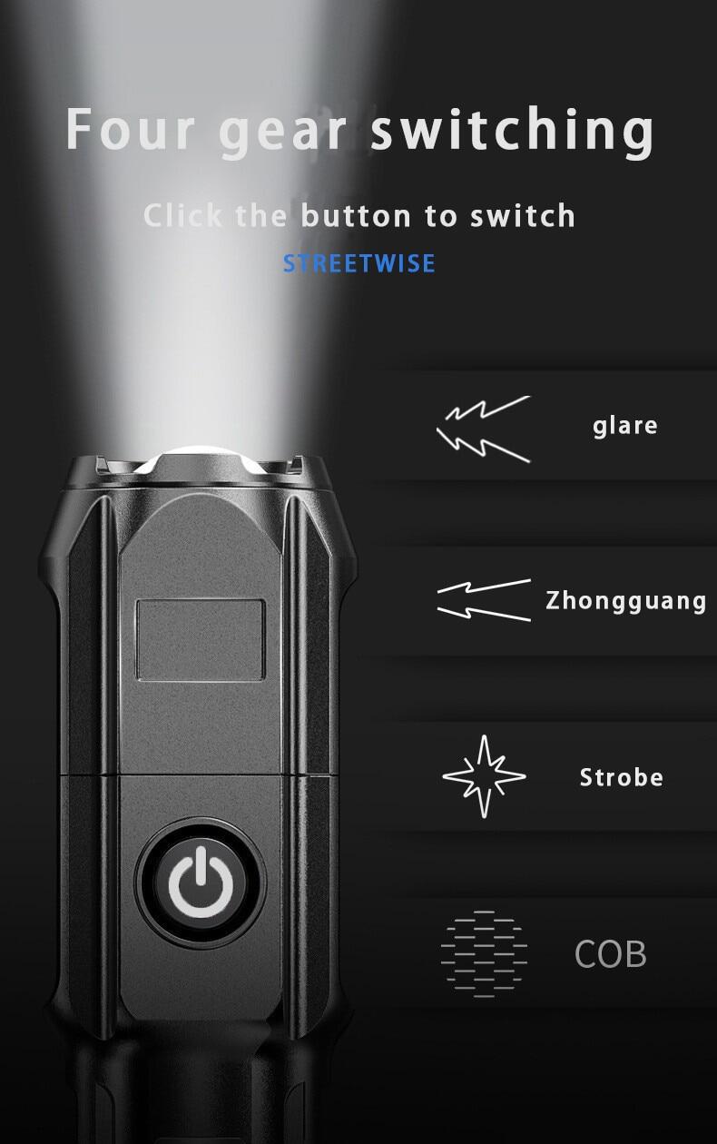 Đèn pin mini Có Thể Sạc Lại đèn pin thu phóng được Không Thấm Nước Đèn Pin Mạnh Mẽ đèn cảm ứng 100000 Lumens Đèn Pin Siêu đèn pin sáng chịu lực cao đèn cảm ứng đèn pin led Mạnh Mẽ đèn bên đèn làm việc Chiến Thuật đèn flash Cắm Trại Đèn