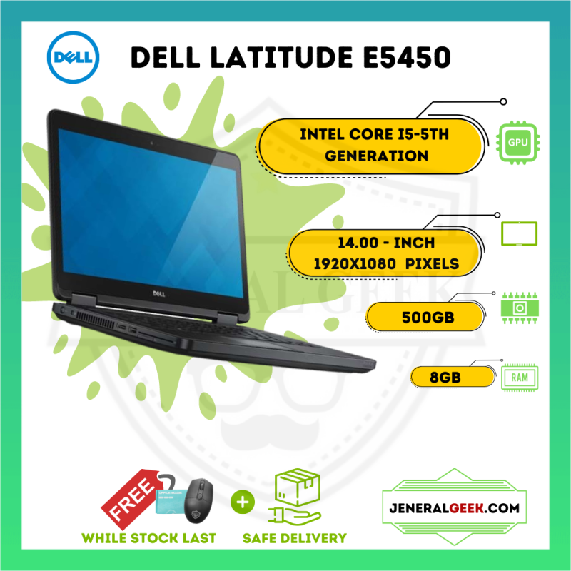 Dell Latitude E5450 - Intel®️ Core™️ i5 5th Gen - 8GB RAM - 500GB HDD - Cheap High Performance Laptop Malaysia