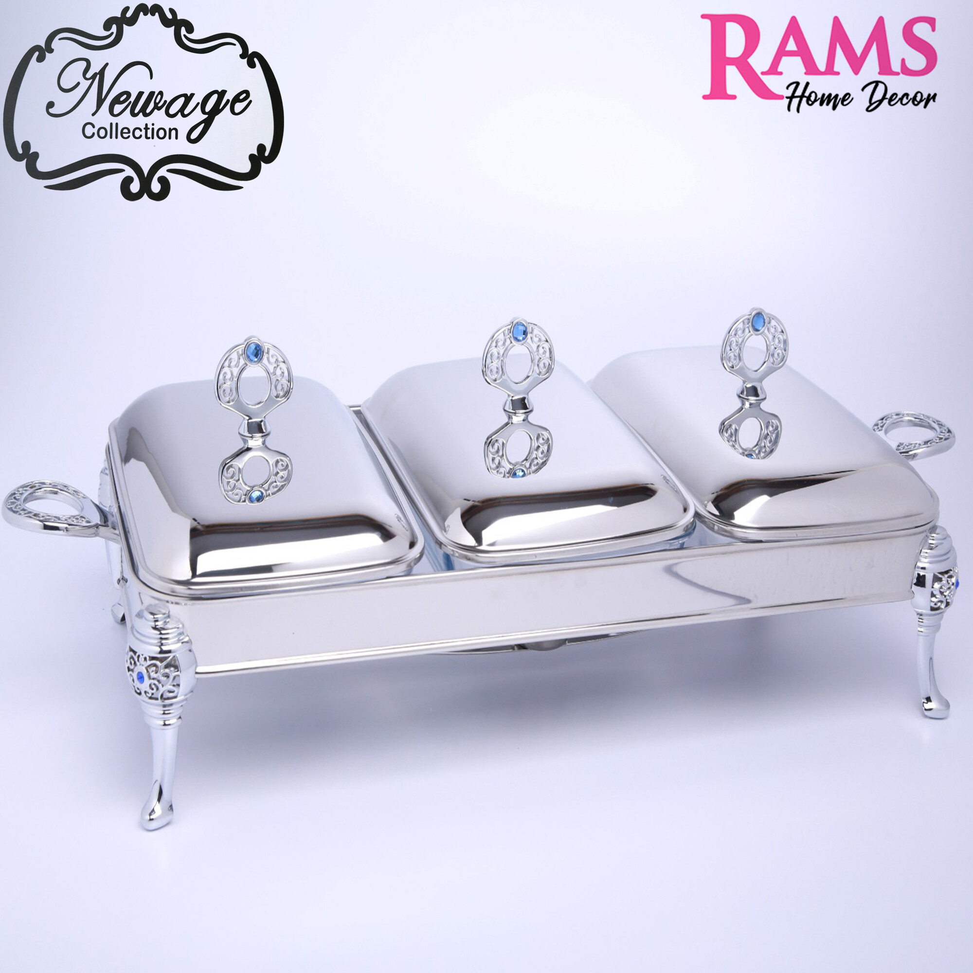 Triple Glass Chafing Dish Silver 1.3L YS19022-219 – Sleek and Practical Food Warmer main image 0