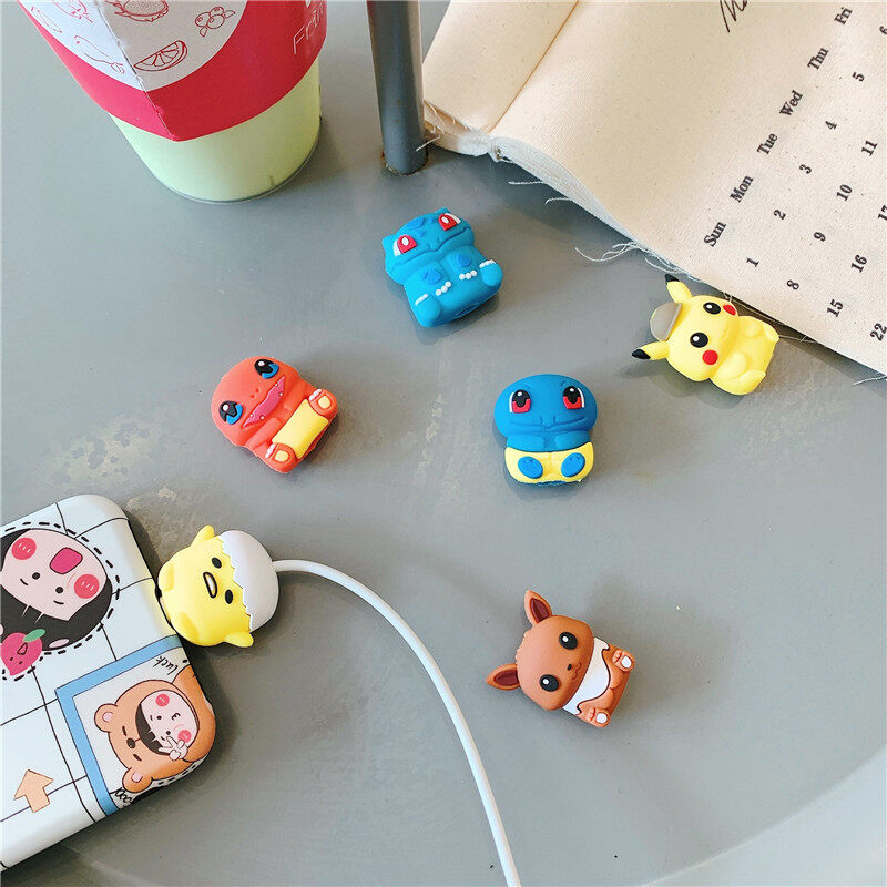 CrashStar Cartoon Cable Protector Cute USB Data Line Organizer Manager Holder Cord Protective Cover Cable Winder Case For iPhone Charging Cord Decorative Accessories Casing Top Sale