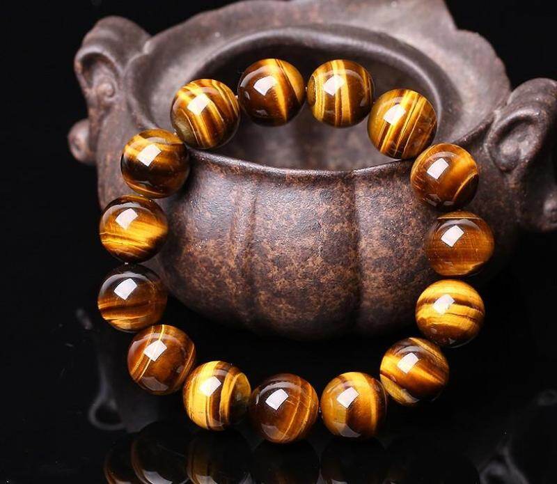 【Prettyset】Natural Tiger Eye Bracelets Men Women Natural Stone Beads Lucky Charm Bracelet Jewelry