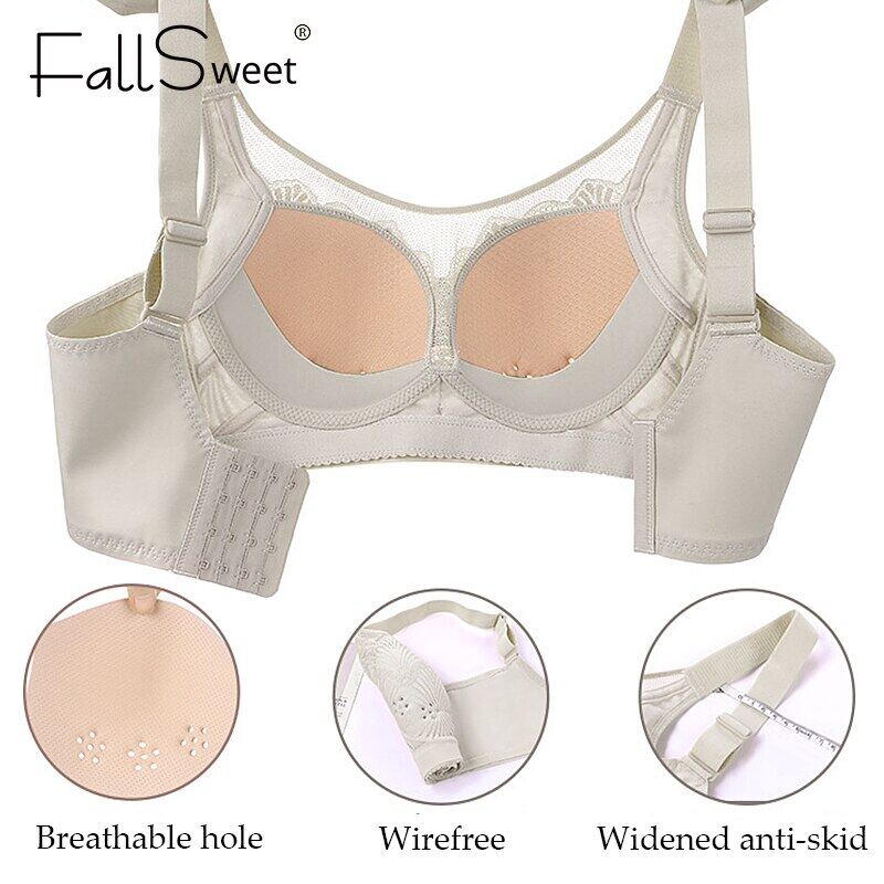 FallSweet Floral Front Buckle Push Up Bra for Women Plus Size Wireless Thin  Cup Underwear Seamless Lingerie 36-42