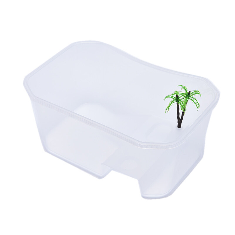Reptile Vivarium Box for Turtle Tortoise Feeding Box with Basking Platform Tank