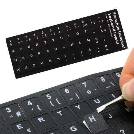 แป้นพิมพ์แล็ปท็อปผิว AZERTY สติกเกอร์ปลอดภัย 48 คีย์แล็ปท็อปกาว Non - SLIP สติ๊กเกอร์ติดผนังภาษาฝรั่งเศสคำแป้นบนแป้นพิมพ์สีดำสำหรับคอมพิวเตอร์พีซี Xmas