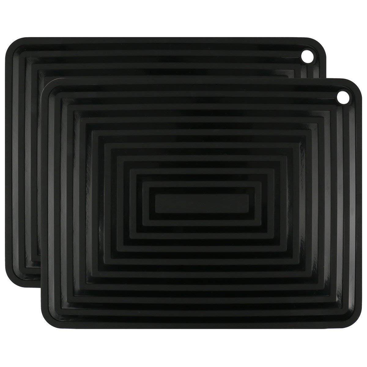 2 Pack black 9“×12”Rectangular large silicone trivet Non slip trivet