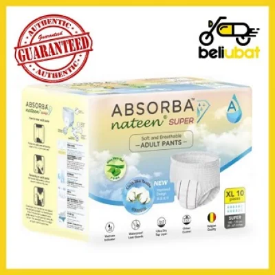 Absorba Nateen Super Pull Up Pants Adult Diapers Size XL 10pcs
